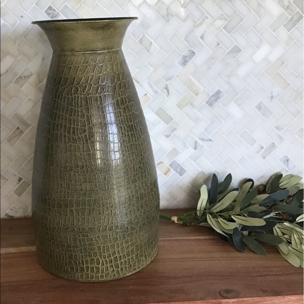Decorative Green Rustic Metal Vase